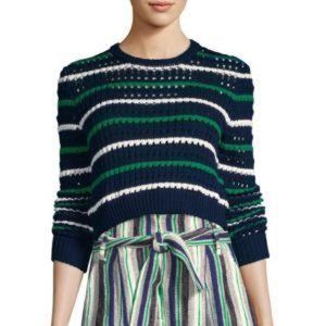 NWT AMUR Striped Sweater in Navy Green